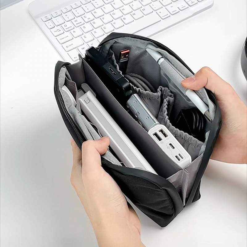 Tech Accessories Travel Organizer Pouch - Shell Shape Cable Organizer Large Capacity