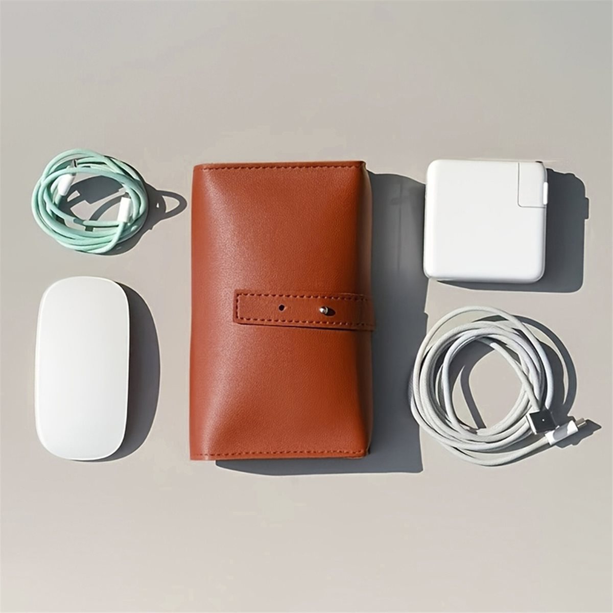 (A94Z] PU Multi-Compartment Or - Tech Accessories Storage 评论和价格
